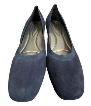 Trotters Navy Blue Suede Wedge Slip-On Dress Shoes